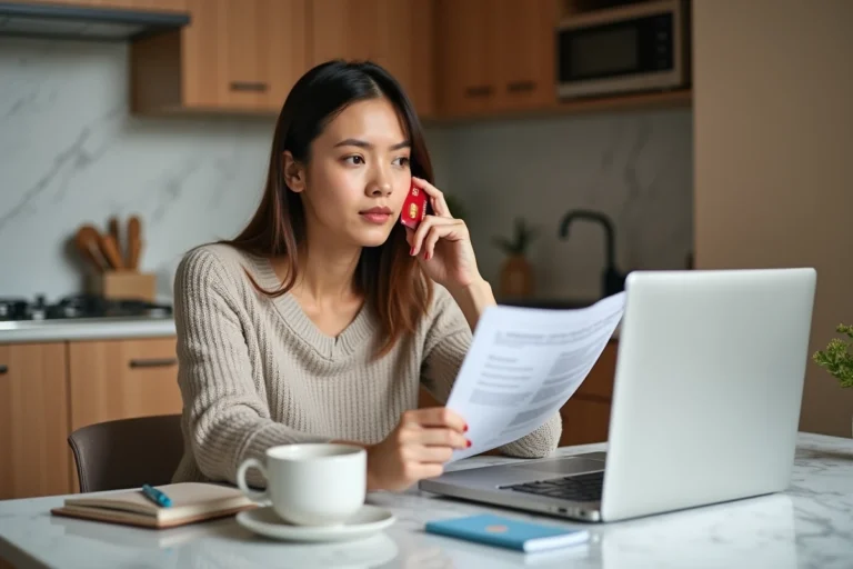 Femme organisée avec documents de voyage et Mastercard