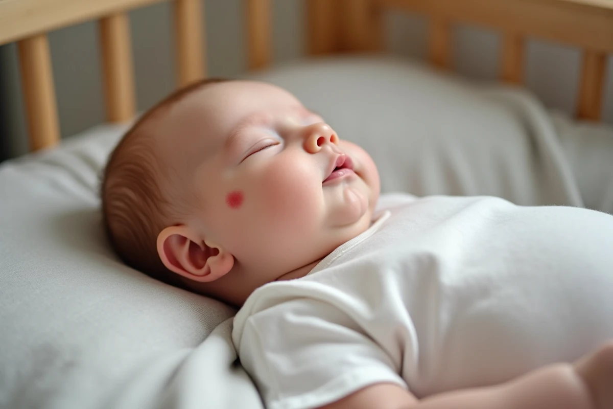 Gros plan sur les boutons rouges sur la joue et le cou d'un bébé en bas âge